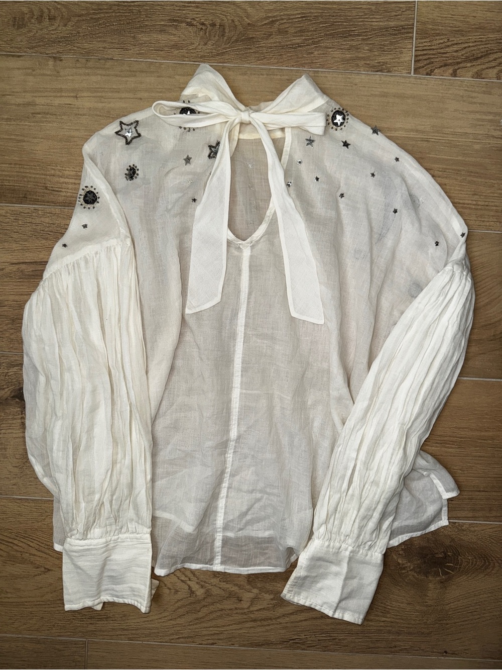 Free People Wishing On A Star Celestial Embellished High-Neck Blouse - Picture 3 of 6